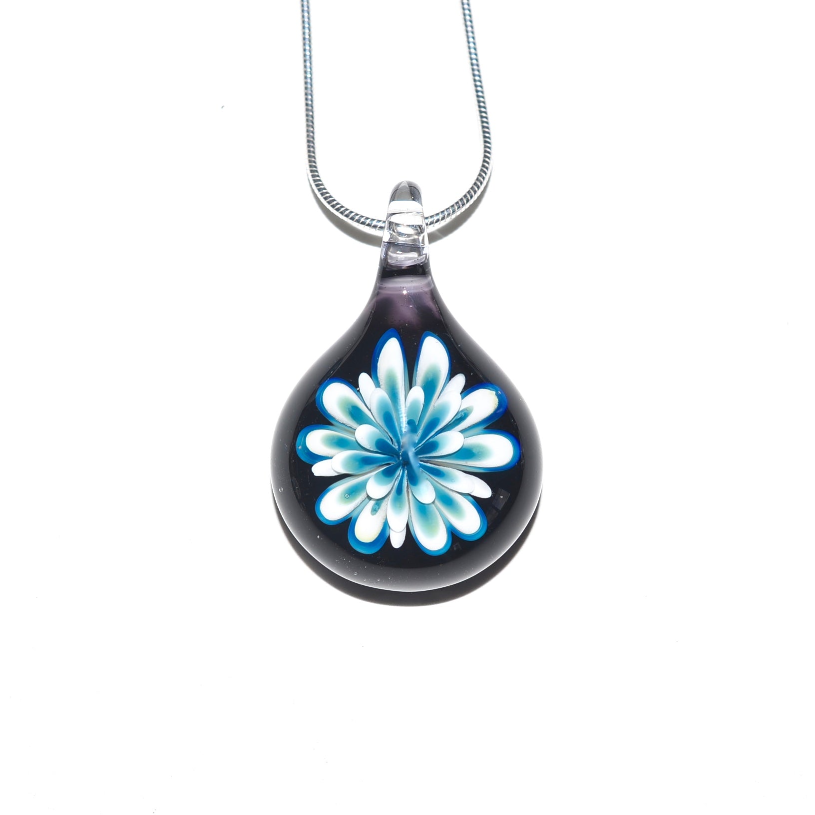 Necklace with flower petals on sale inside